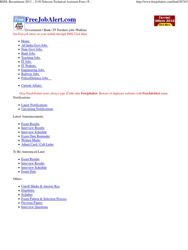bsnl tta recruitment 2013 notification